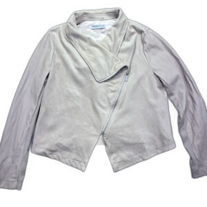 Bagatelle Collection Beige Faux Suede Nubuck Jacket Size Large Zip‎ Asymmetric